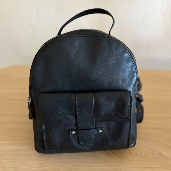 Frye Mini Olivia Black Leather Backpack - Picture 2 of 16